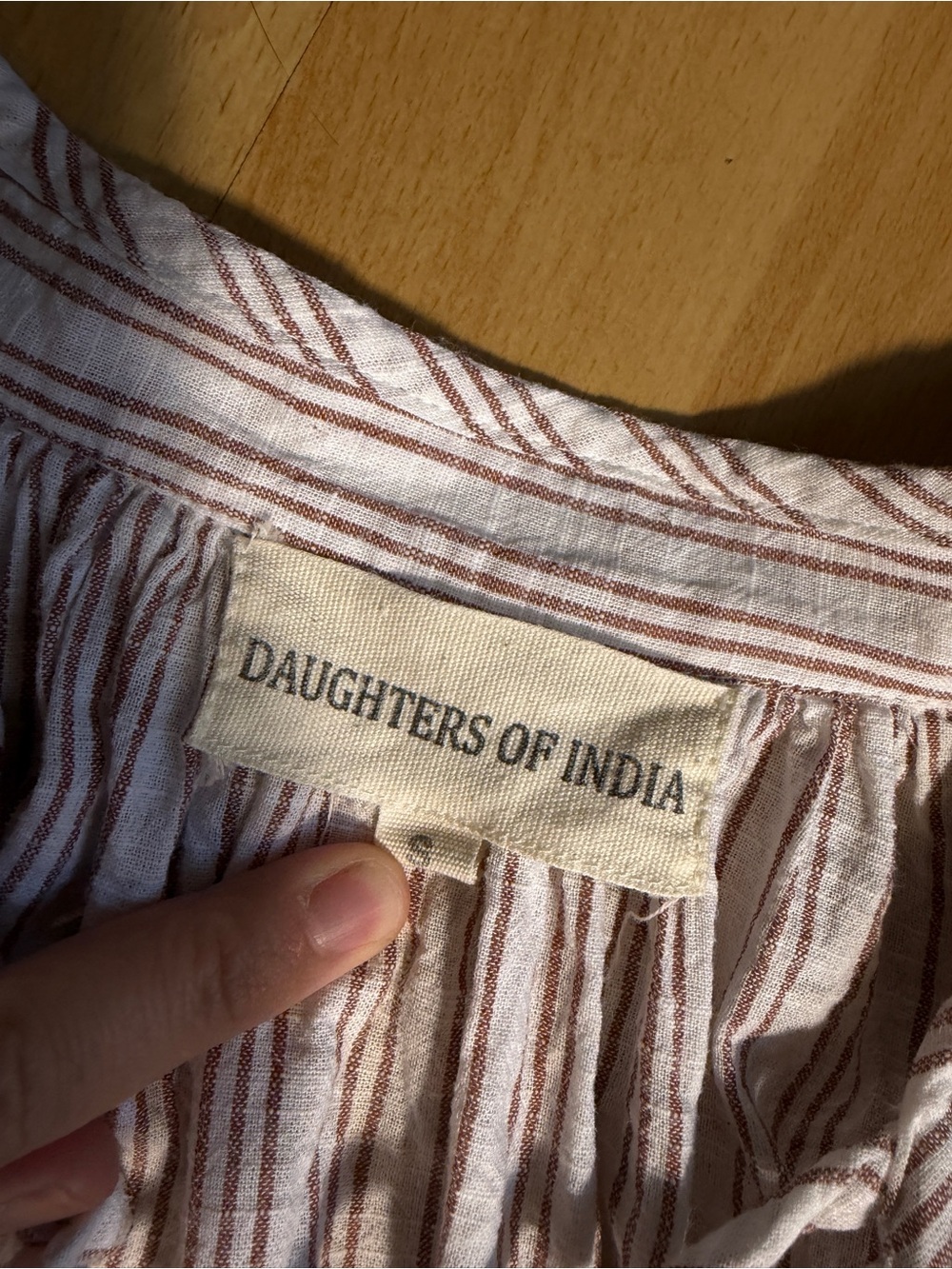 Daughters of India Poet Mini Dress in Vanilla with Rust Stripes Small - Picture 10 of 15